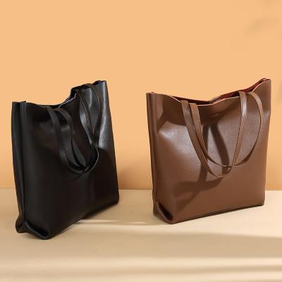 China Luxury Genuine Leather Tote Bag Set Large Capacity Retro Designer Cowhide Shoulder Bags Lady Waterproof Handbag Women for sale