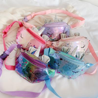 China Waterproof Cute Casual Waist Bag Purse PU Belt Waist Bag Parent-child Sequins Parent-child Sequins Chest Tote Bag For Girls for sale