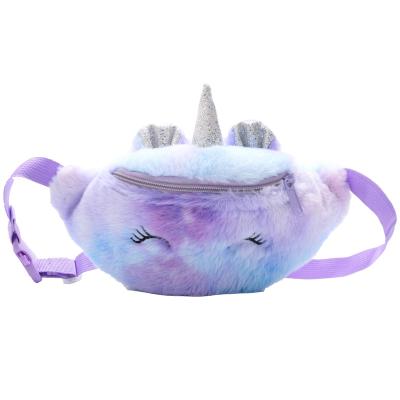 China Water Proof Cute Little Girl Pussy Pack Waist Bag Cartoon Unicorn Waist Bag For Girls Plush Bags For Kids Sequins Cloth for sale