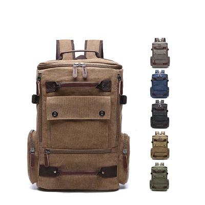 China Anti-theft Canvas Men Face Foldable Backpack Vintage Canvas Rucksack Mountain Backpack for sale