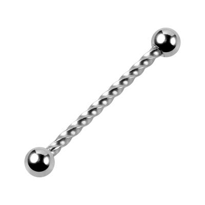 China FASHIONABLE simple style jewelry stainless steel tongue piercing twisted straight barbell with balls for sale