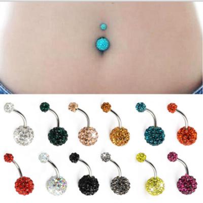 China TRENDY 16g Belly Ring Jewelry Stainless Steel Navel Ring With Ferrio Ball for sale