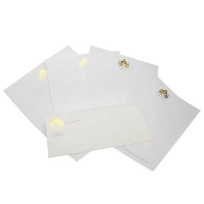 China paper & Luxury Cardboard Stationery 100gsm Custom Printing Gold Foil Letterhead Envelope Set for sale