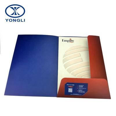 China A4 Size Eco - Friendly Customized Pocket Cardboard Paper Folder For Office Supplies for sale