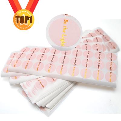 China Waterproof Custom Circle Around Logo Label Sticker Printing Label Paper for Wrapping Rose Gold Foil Stickers Clear for sale