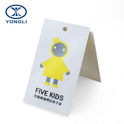 China Recyled Customize Recycled Paper Fancy Clothing Hang Tag With Sealed String Garment Label Design Kids for sale