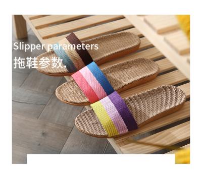 China Fashion Trend Slippers Canvas Flat Home Outdoor Slippers Wooden Floor Deaf Summer Non-slip Thick Bottom Sandals for sale