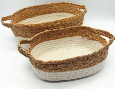 China Hot Sale Viable 2 Pack Rope and Water Hyacinth Basket for Home for sale