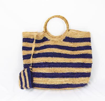 China Fashion Luxury Bamboo Handmade Handbags Woven Tote Raffia Straw Crochet Tote Beach Bag for sale