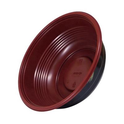 China 1000ml Disposable Microwave Take Out Container Plastic Red Black Noodle Bowl With Lid for sale