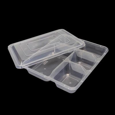 China Microwave Food Grade Food Safe Plastic Trays 5 Compartment Disposable Plastic Bento Box Takeout Boxes With Lids for sale