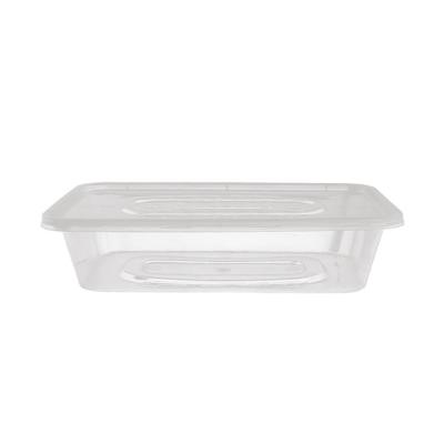 China 500ml Rectangle Disposable Microwavable Plastic Small Catering Food Containers Clear Plastic Boxes With Lids for sale