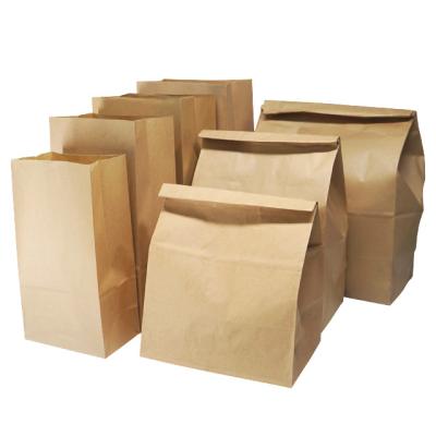 China Recyclable Food Grade Custom Printed Greaseproof Food Bread Packaging Brown Kraft Paper Bag for sale