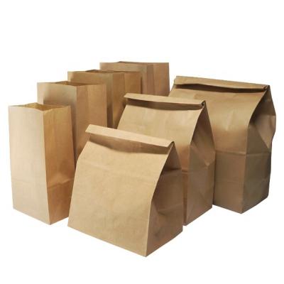 China Recycled Materials Food Grade Kraft Paper Bag Food Packaging Bread Bag Hamburger Takeout Bag for sale