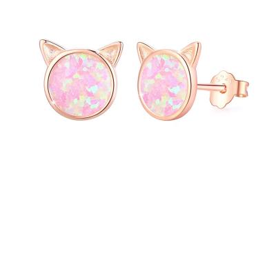 China Cat Earrings Opal Earrings CLASSIQUE 18K Sterling Silver Gold Plated Opal Jewelry For Women for sale