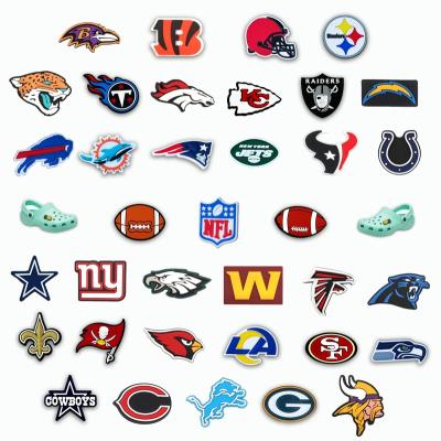 China Wholesale News Design Shoe Charm NFL Football Team Croc PVC Shoe Charms Cheap Custom Accessories Decorations for sale