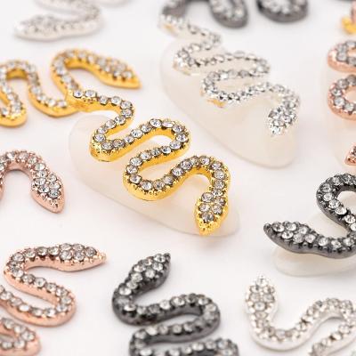 China Luxury Hot Selling Jewelry Nail Designs Diamond Crystal Oversize Snake 3D Zircon Nail Art Charms In Bulk For Decoration for sale