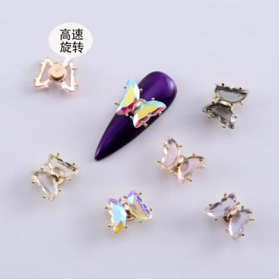 China ISS Style Nail Luxury Hot Selling Upgrade, Aurora Magic Color Rotation 3D Crystal Butterfly Metal Nail High-speed Decoration for sale