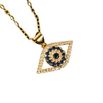 China FASHIONABLE New Brass Zircon Engagement Anniversary Pendant Eye Shape Necklace 24k Gold Plated for sale