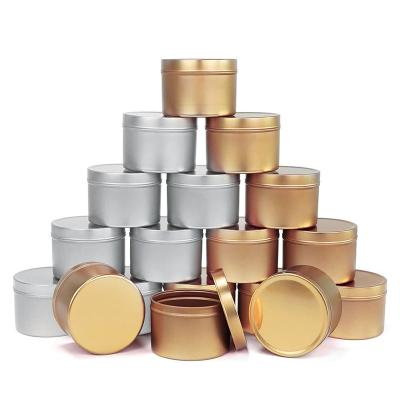 China 2OZ 4OZ 6OZ 8oz Recyclable Empty Round Rose Gold White Metal Candle Silver Matte Black Faceless Tin/Box/Container for sale