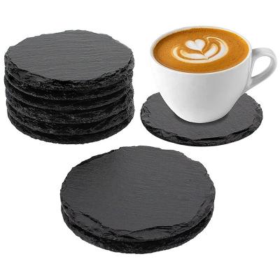 China Amazon Viable Hot Selling 2022 Custom Brand With Round Black Slate Photo Coaster Slate Place Mats for sale