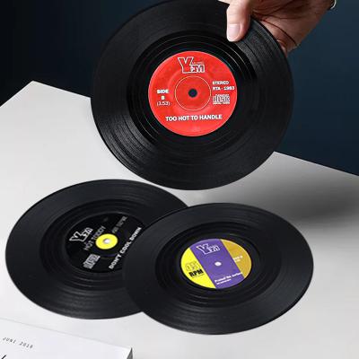 China Viable Amazon Hot Buy Customize Retro Label Style Vinyl Record Coaster for sale