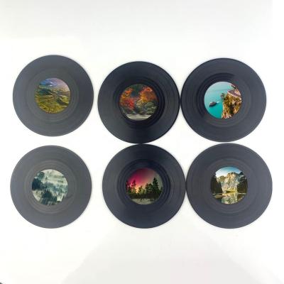 China Sustainable retro vinyl record coasters for drinks, table protection, fun and creative party decorations for sale