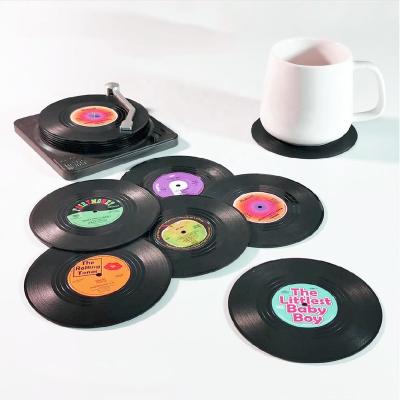 China Vintage Viable Custom Coasters Set Cup Mat Record Vinyl Coaster Set for sale