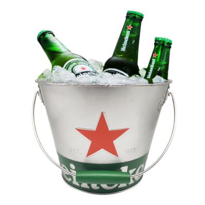 China Sustainable Special 5L Galvanized Beer Ice Bucket Heineken Champagne Bucket for sale