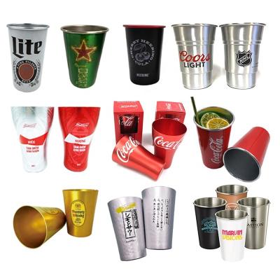 China Viable Beer Pong Cups Aluminum Metal Metal Cup With Logo Printing BPA Free Custom Anodized Colorful Beer Mugs 12oz 16oz 18oz 20oz for sale