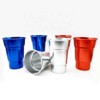 China Disposable custom logo stainless steel aluminum coffee beer mugs, disposable aluminum cups tumblers for sale