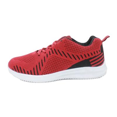 China Lightweight Fashionable Breathable Red Fly Lace Knitting Upper Casual Shoes Mens Sneakers for sale