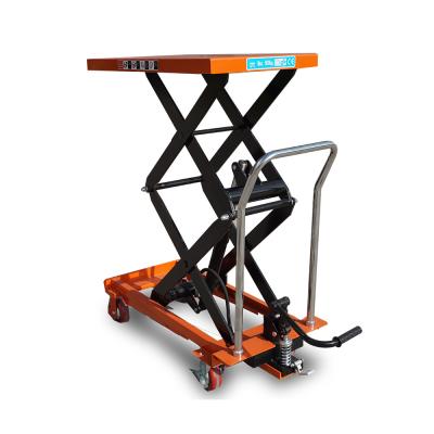 China 1500kg high quality loading capacity mini small 4 wheels hand scissor lift table with CE certificate for sale