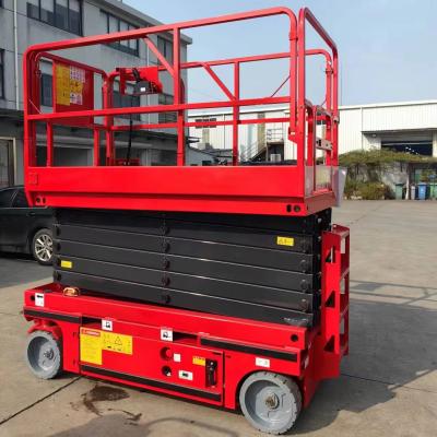 China Draagbaar hydraulisch luchtliftplatform Dubbele schaar Lift 320kg 12m Capaciteit Betrouwbare en veilige zelfrijdende lift Te koop