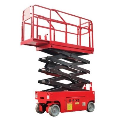 China 230 kg 8m zelfrijdende hydraulische lift mobiele elektrische batterij dubbele mast schaar hefplatforms Te koop