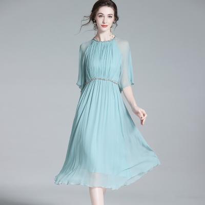 China Anti-Static China wholesale women elegant dress georgette silk dress women 100% mulberry silk satin dress for sale