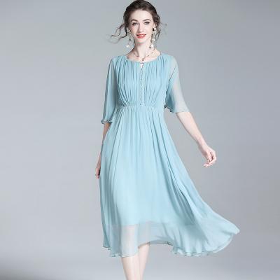 China Anti-Static woman clothes 2023 trending good quality 100% silk dresses design OEM/ODM women's casual dresses for sale