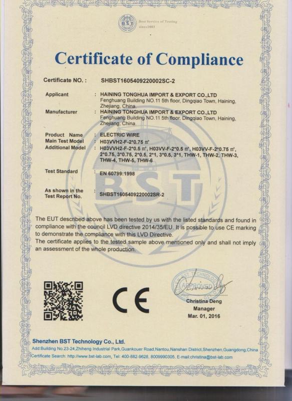 CE - Haining Tonghua Import & Export Co., Ltd.