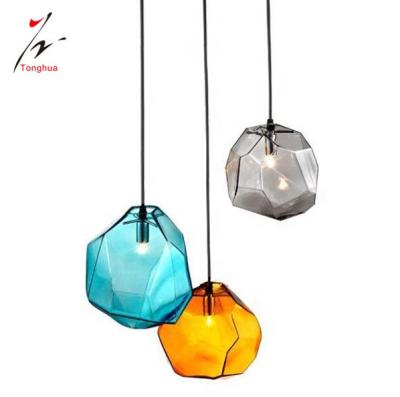 China Modern Design Lighting / Decoration Indoor Hotel Decoration Stone Shape Glass Pendant Lamp for sale