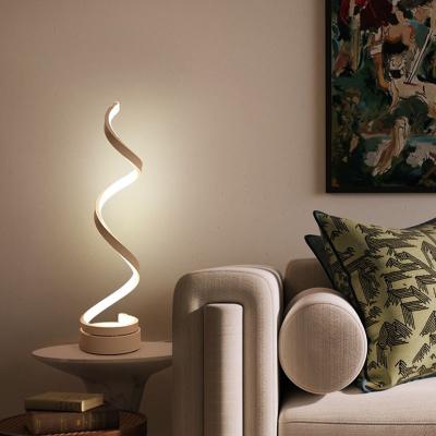 China Nordic modern simple spiral design LED table lamp aluminum acrylic bedside lamp for sale