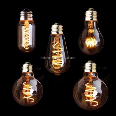 China Lighting T45 A19 ST64 G80 G95 G125 Spiral LED Filament Bulb Dimmable 3W 2200K E27 110V/220V for sale