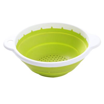 China Multifunctional Retractable Vegetable Kitchen Viable Household Silicone Drainage Basket Folding Creative Water Bask for sale