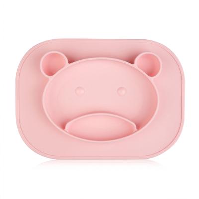 China Sucker Baby Consumption Silicone Baby Dish Solid Color Anti Viable Children Dish Falling Bowl Sucker Cartoon Food Supplement for sale