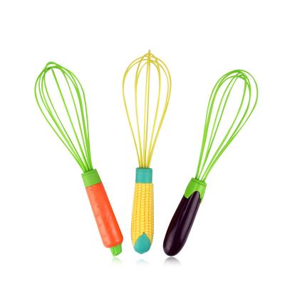 China Viable Cooking Plastic Egg Beater Hand Tools Cartoon Household Fruit and Vegetable Silicone Egg Beater Manual Mixer Hand Egg Beater for sale