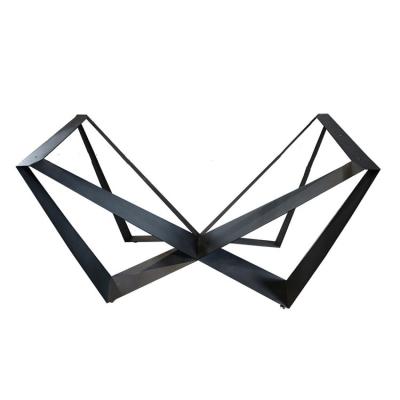 China Newly Design Modern Black Spider Iron Leg W Shape Dining Table Set Hexagon Leg For Wood Table for sale