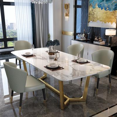 China luxumarble dinning style sWimple roonm style holesale relay household dining table set rectangle dining room table Italian modern convertible chair light for sale