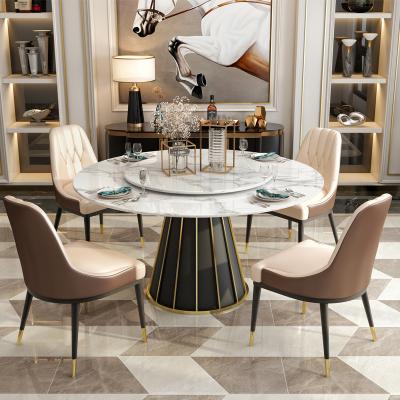 China 2021 Top Luxury Soft Convertible Parcel Hotel Restaurant Round Dining Table Marble Dining Table With Turntable for sale