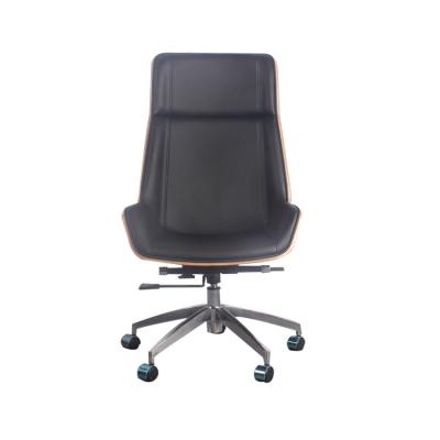 China (Height)Adjustable Hot Selling Meeting Leather Back Ergonomic Training Chair Classic Office Chair Black for sale