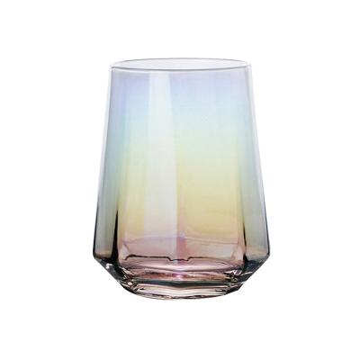 China Wholesale Wine Whiskey Color Rainbow Cup Diamond Design Coffee Mug Glass Cup Glass Set for sale