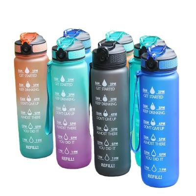 China Sustainable Eco Friendly Tritan Water Bottle Plastic Bottle With Straw Motivational Time Marker Trtian Water Bottle 32oz 1000ml for sale